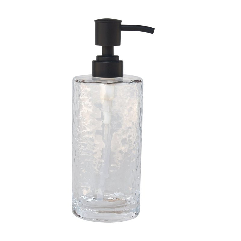 Hammered Glass Bathroom Accessories Set - Lotion Dispenser, Toothbrush Holder & Tray