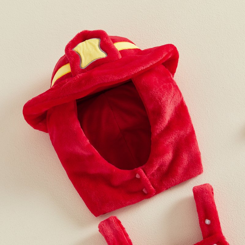 Toddler Baby Boy Firefighter Costume - Red 6-12 Months Halloween Cosplay Outfit