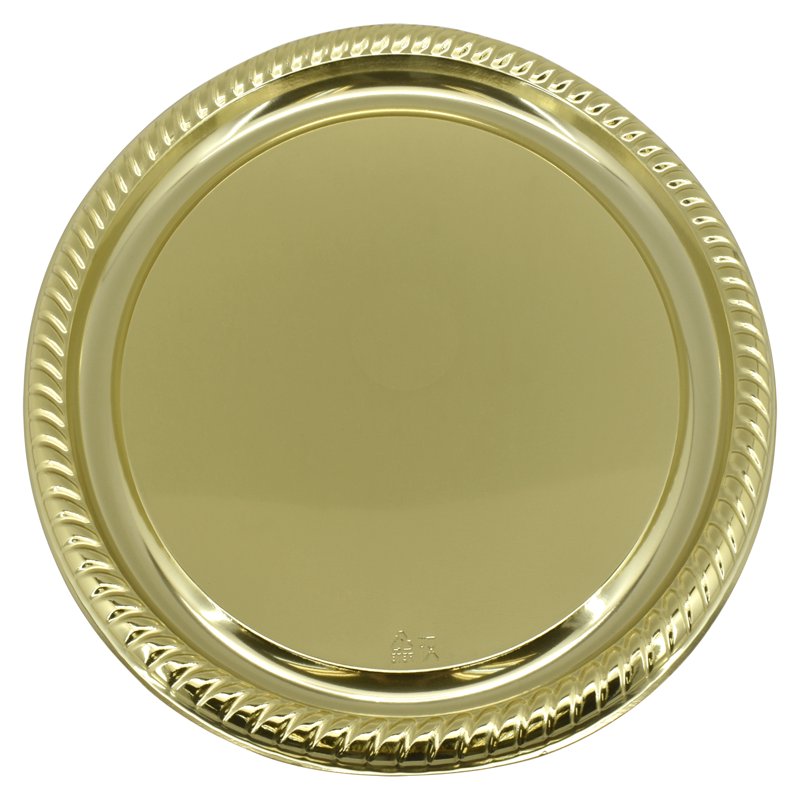 16-Inch Gold Plastic Round Serving Platter - Single