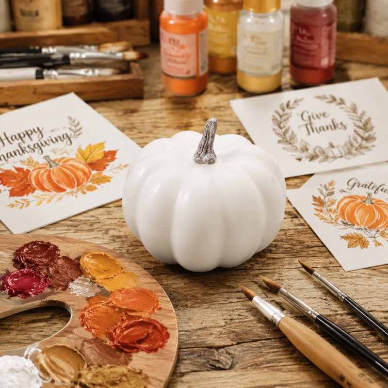 White Foam Pumpkin Model - Realistic Decor for Fall Tabletop & Photo Props - Customizable Surface