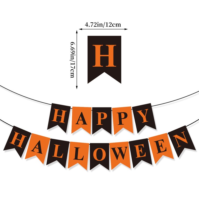 Halloween Banner Garland for Party Decorations Black and Orange Bunting