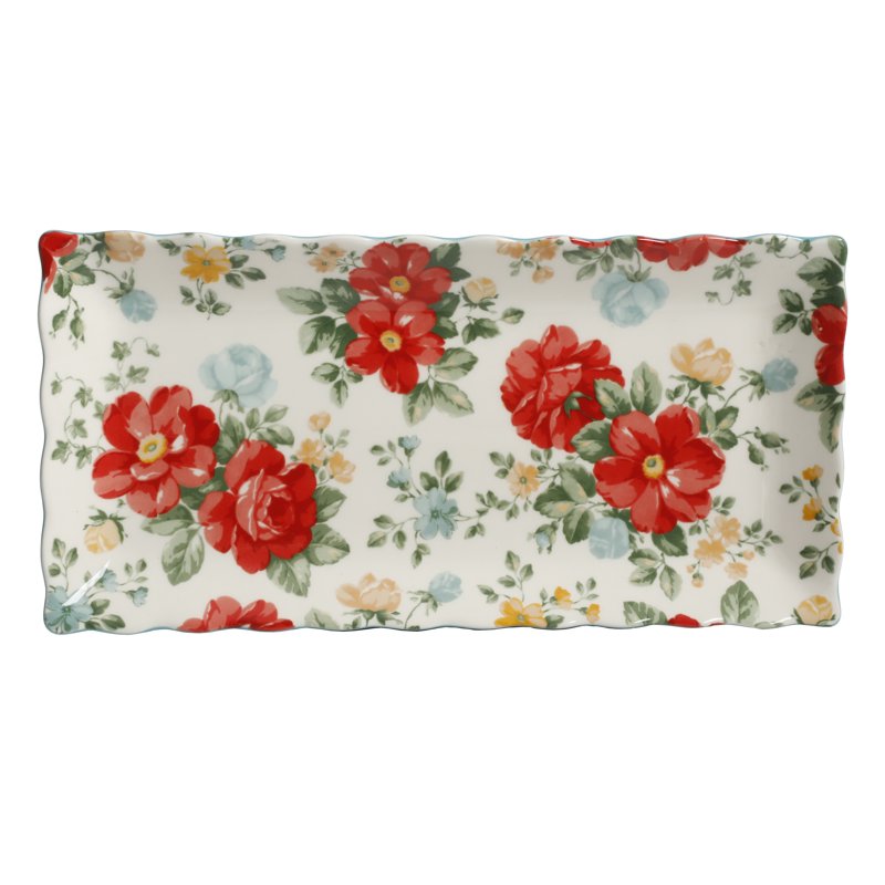Floral Medley 3-Piece Stoneware Serving Platter Set - 12.3" x 6"