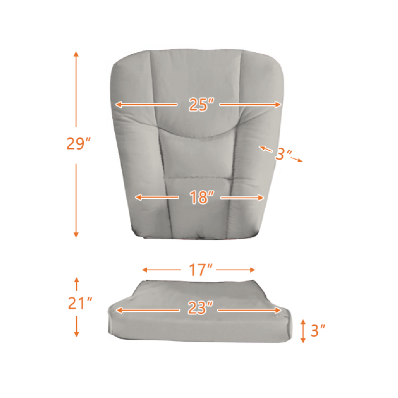 Sleigh Glider Chair Replacement Cushions Set - Gray