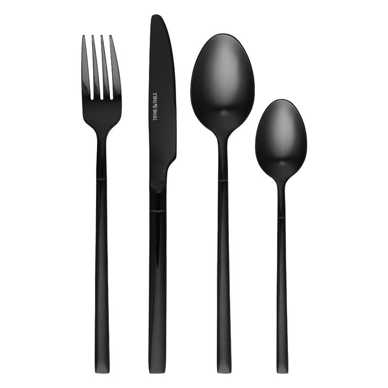 16-Piece Black Stainless Steel Flatware Set - 3 Pack, Service for 4