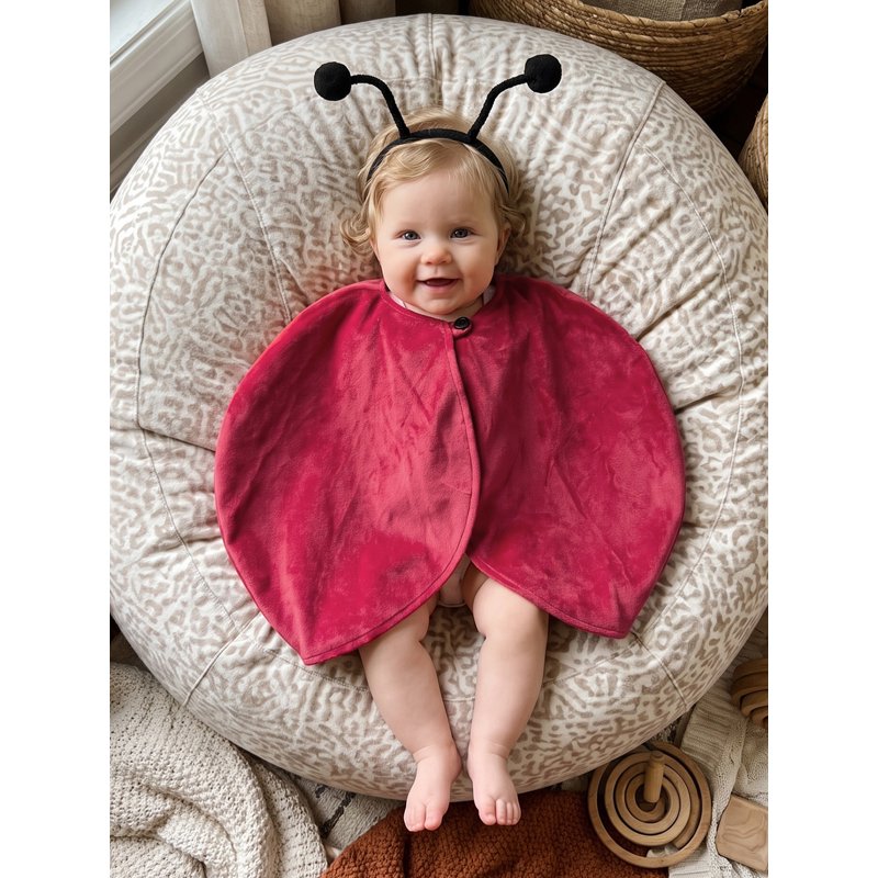 Toddler Girl Boy Ladybug Costume Set with Wings Cape and Headband - Red, 6-12 Months