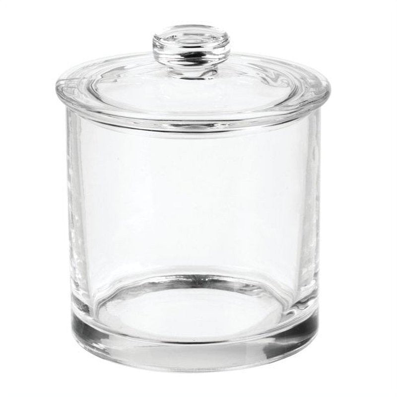 2 Pack Small Glass Vanity Jars with Lids - Bathroom Storage Organizer
