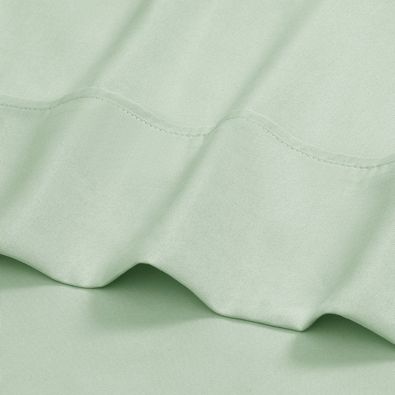 Full Light Green Microfiber Bed Sheet Set - 4 Piece, Wrinkle-Resistant, All-Season