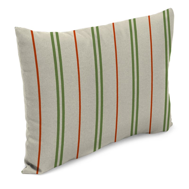 Outdoor Lumbar Throw Pillow Set - Gallan Cedar Grey Stripe, 12x18 Inches, 2 Pack