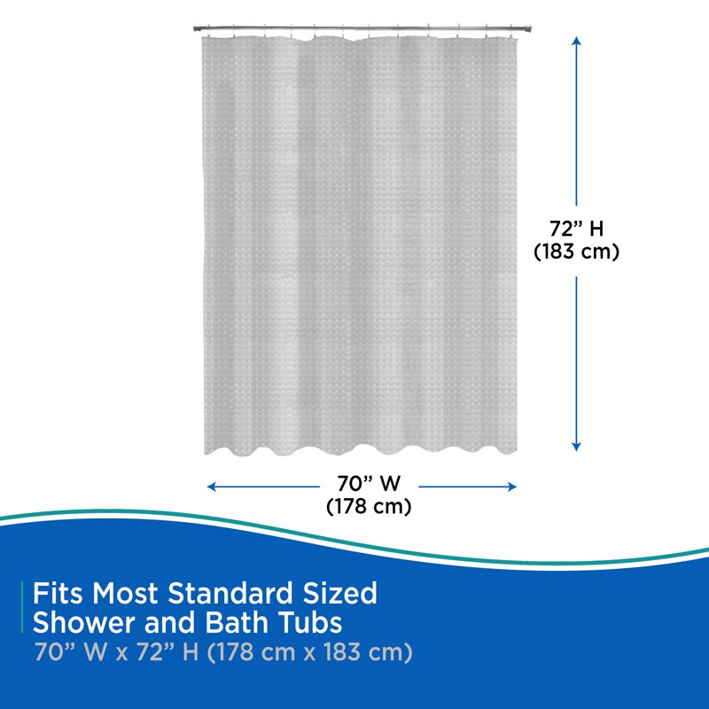 Kenney Medium Weight Embossed PEVA Shower Curtain Liner - Gray, 70x72 Inches