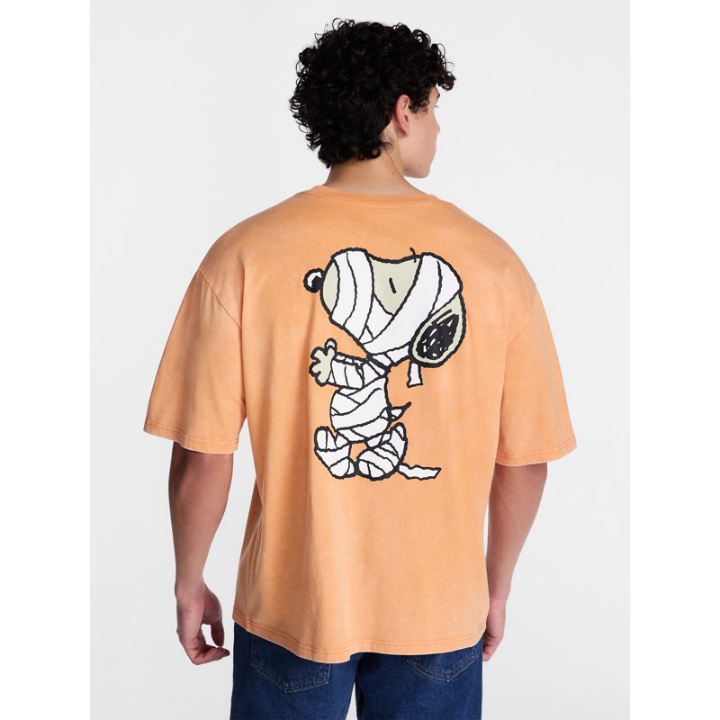 Halloween Snoopy Peanuts Graphic T-Shirt Men & Big Men Orange Wash 3XL