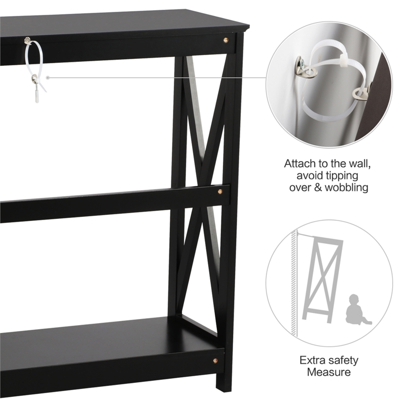 2-Tier X-Design Console Table with Shelf - Multiple Colors