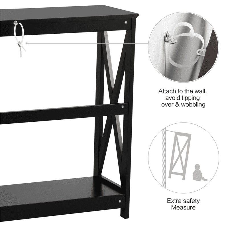 2-Tier X-Design Console Table with Shelf - Multiple Colors