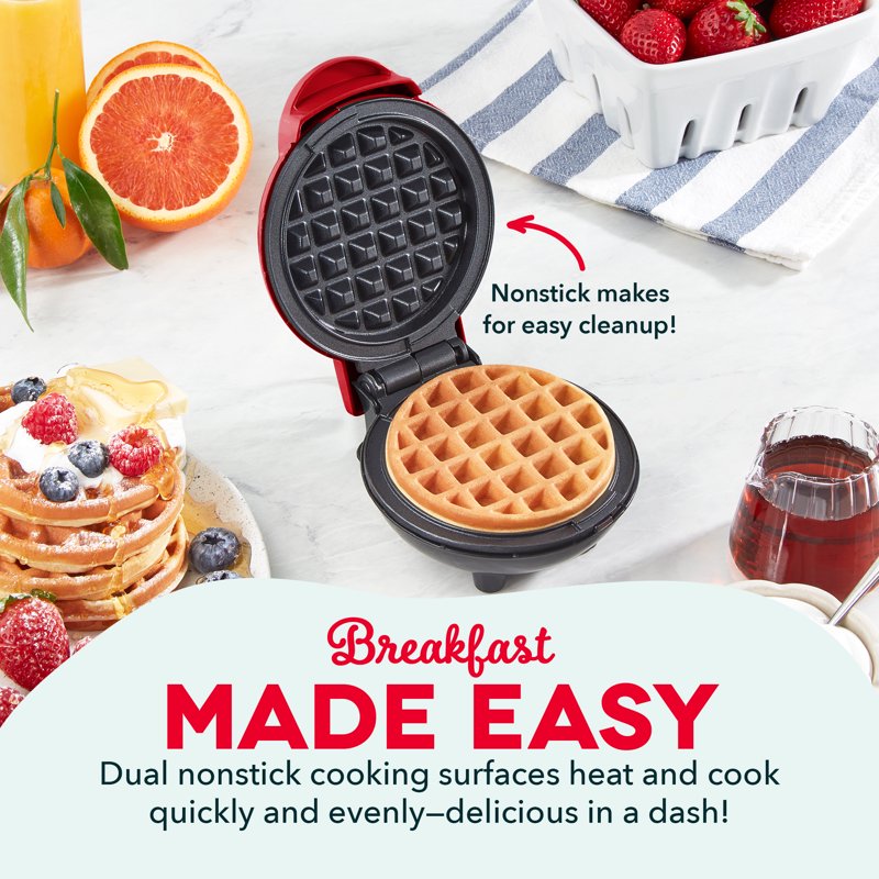Mini Waffle Maker, 4-Inch Nonstick Electric Iron for Waffles & Chaffles