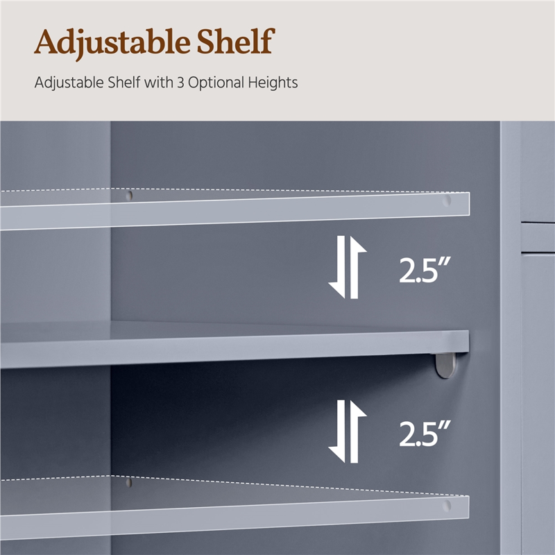 Wooden Floor Storage Cabinet for Bathroom - Gray, 22 x 12 x 34 Inches - Alden Design