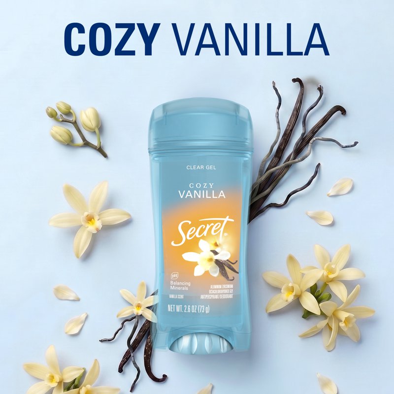 Clear Gel Antiperspirant Deodorant for Women, Cozy Vanilla Scent, 2.6 oz