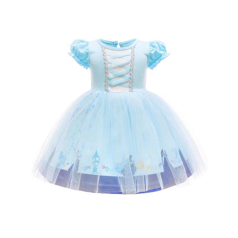 Toddler Girls Princess Tulle Dress - Blue 1-2T Halloween Birthday Party