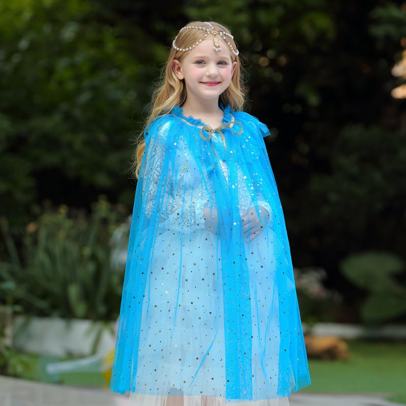 Blue Princess Dress Up Costume Set with Crown & Jewelry - M Size
