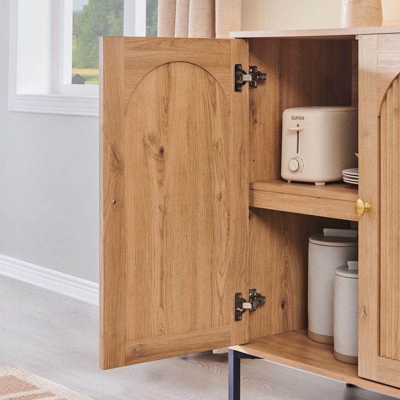 Wooden Buffet Cabinet with Adjustable Shelf - Natural, 4 Pack