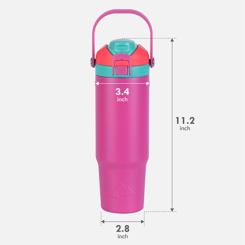 30 oz Stainless Steel Tumbler with Dual Lid - Pink