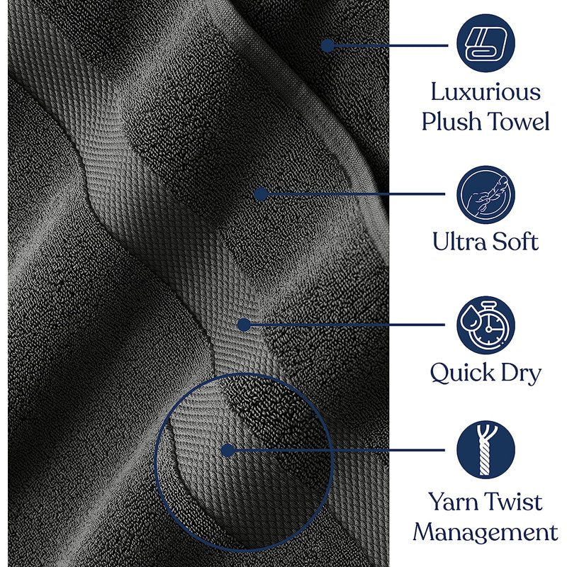 Delara Organic Cotton Washcloths 6-Pack - Dark Gray, 13x13 Inch, 650 GSM Plush Soft Face Towels
