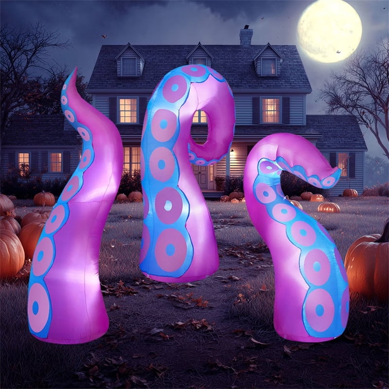 Purple Halloween Inflatable Octopus Tentacle Yard Decor - 4.5-6 ft Outdoor Blow Up