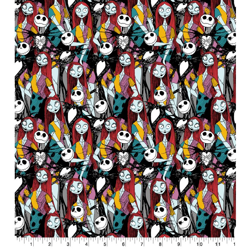 2 Pack Cotton Fabric 18x21 Inches for Sewing & Craft Projects - Multi-Color Jack Sally Design