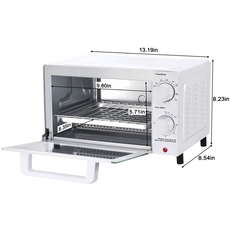 4-Slice Countertop Toaster Oven with Baking Rack and Pan - Arctic White