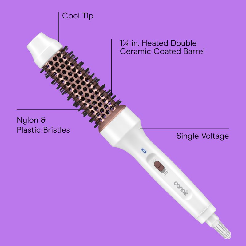 1.25-Inch Double Ceramic Thermal Curling Brush - Rose Gold Styling Tool