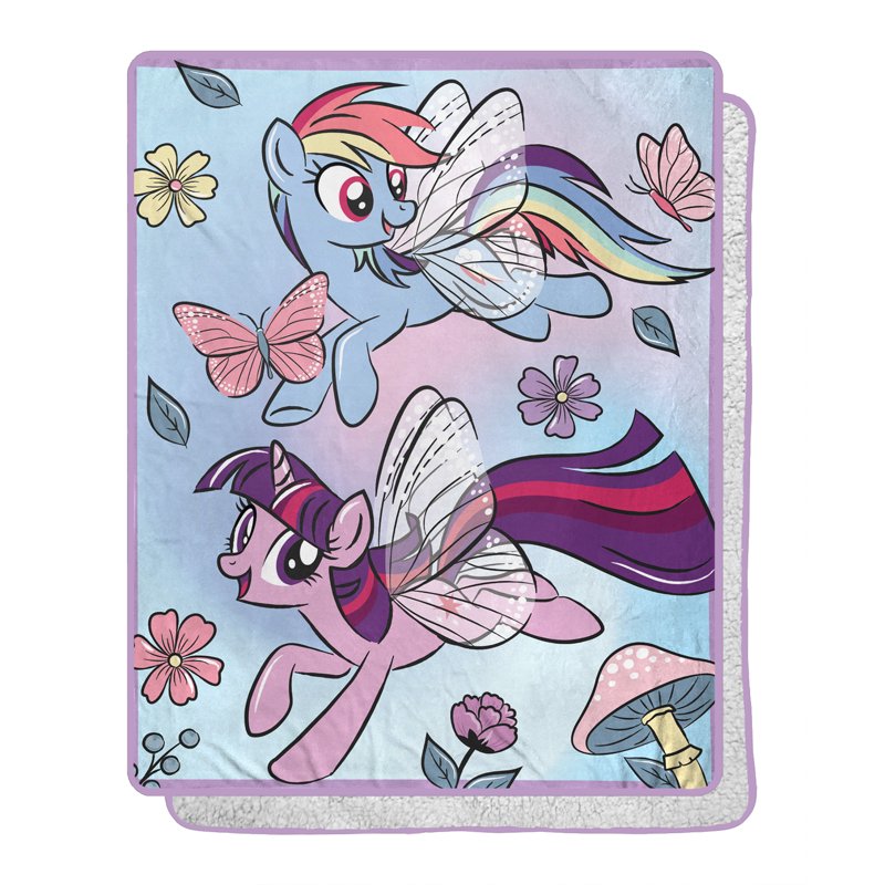 My Little Pony Floral Flight Silk Touch Sherpa Blanket - 40x50 Inch