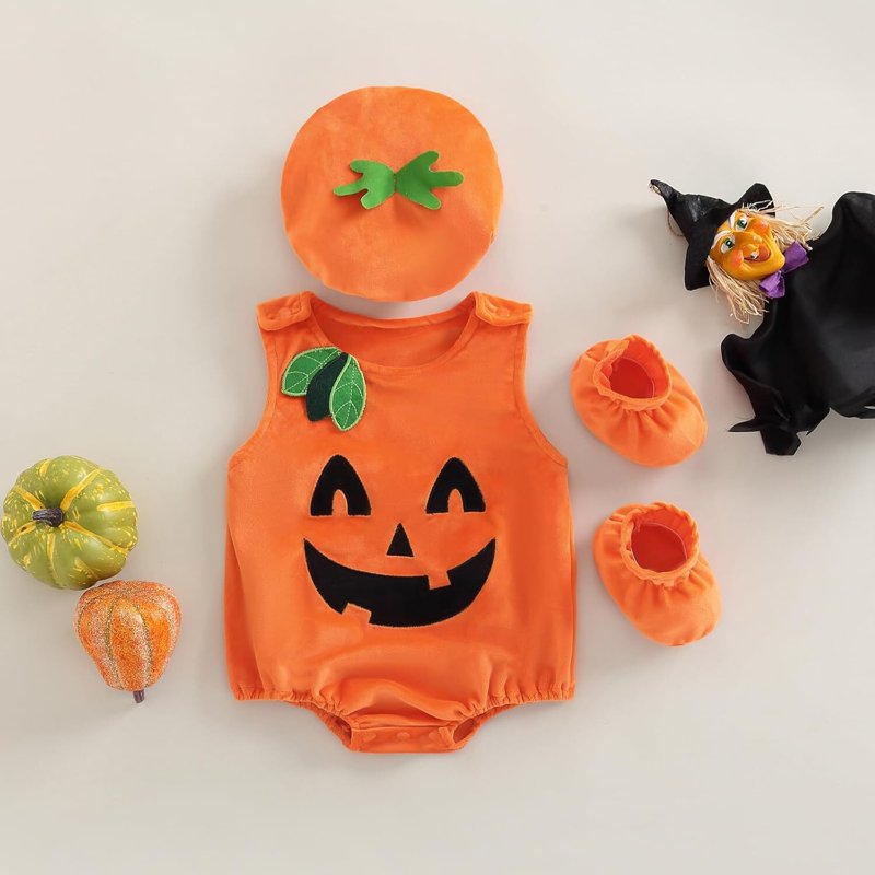 Baby Pumpkin Costume Romper Set with Hat & Shoes - 12-24 Months Variation 01