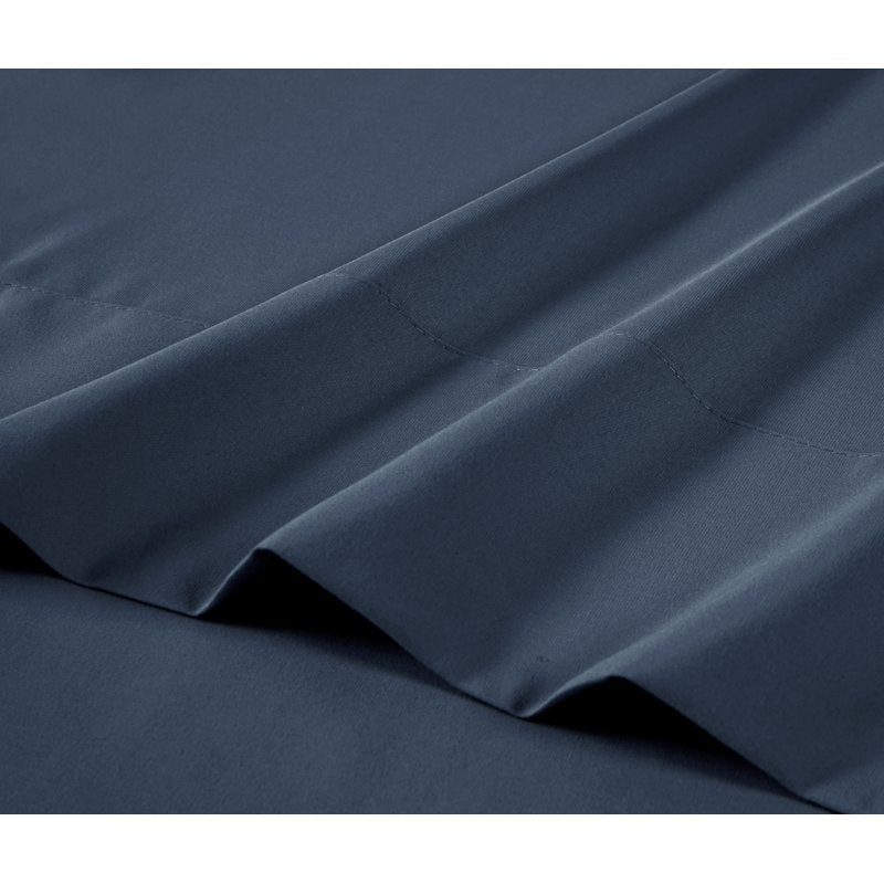 Full Microfiber Bed Sheet Set with Cool & Antimicrobial Properties - Washed Indigo, 4 Piece