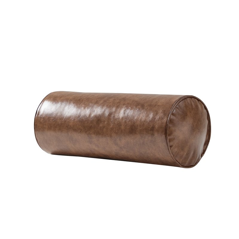 8x20 Faux Leather Bolster Decorative Pillow - Brown Home Decor Collection Variation
