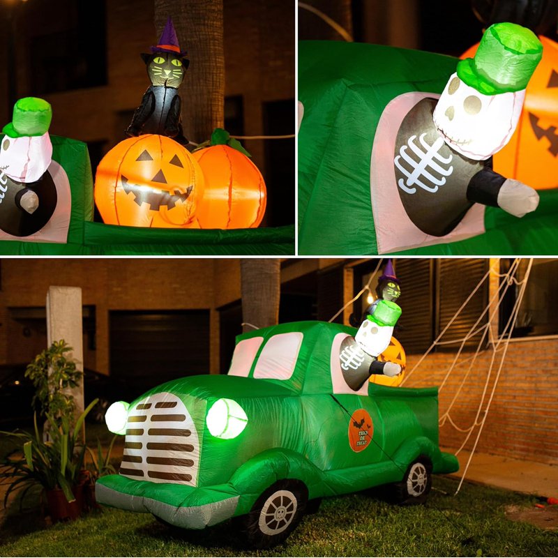 7.5Ft Inflatable Ghost Car with LED Lights Halloween Yard Decor - 1-Pack