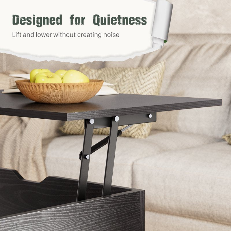 Lift Top Coffee Table with Hidden Compartment & Adjustable Shelf