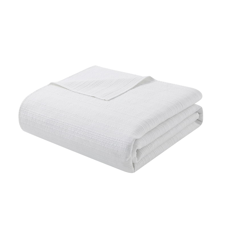 King Mainstays Garment Washed Stripe Quilt - White Microfiber Bedding