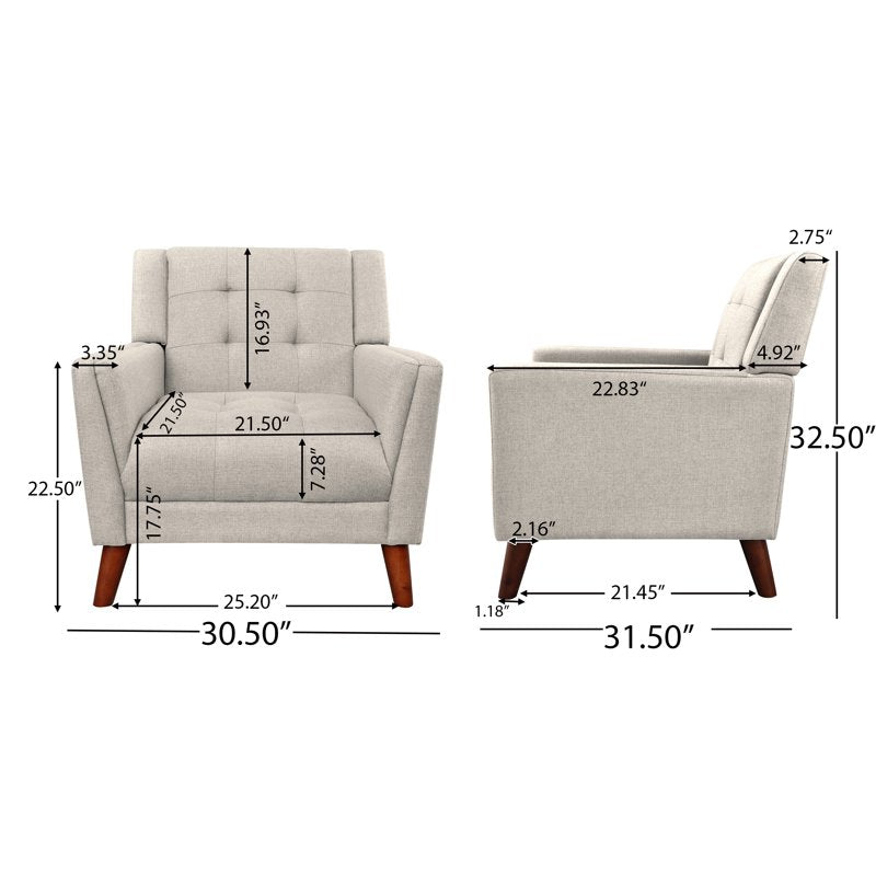 Mid Century Modern Fabric Arm Chair - Multiple Colors