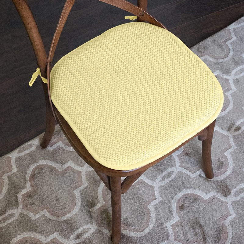 Memory Foam Chair Cushion Pad with Ties - 2-Pack, Yellow