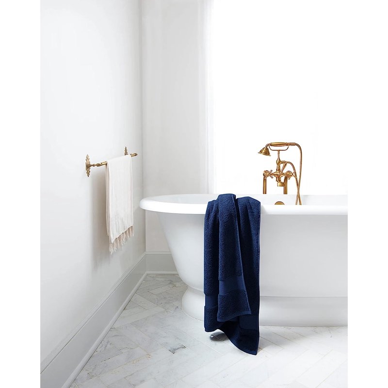 Organic Cotton Towel Set - 10-Piece Navy Blue Luxury Plush, Quick Dry & Absorbent