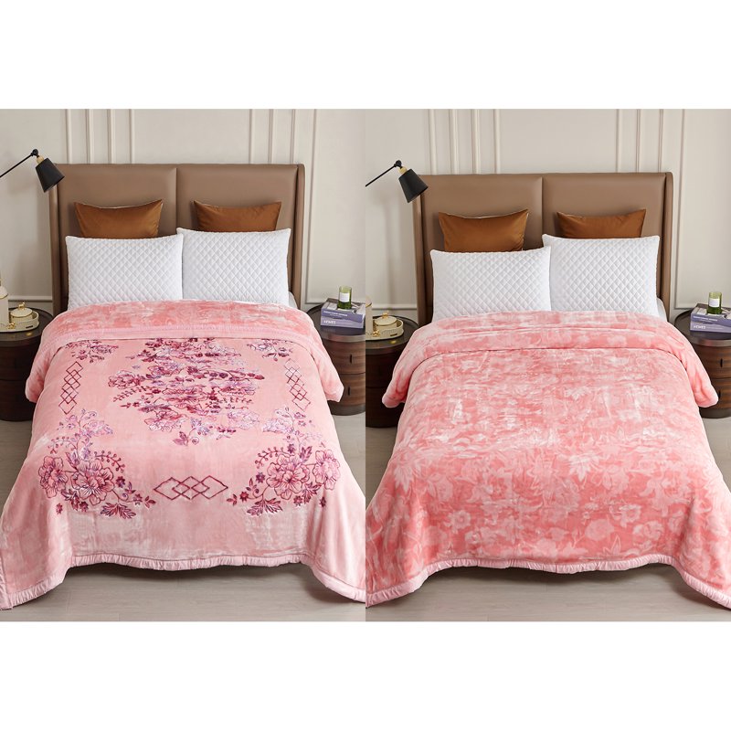 Pink King Size Heavy Mink Fleece Blanket 10.5lbs Winter Bedspread 87x94