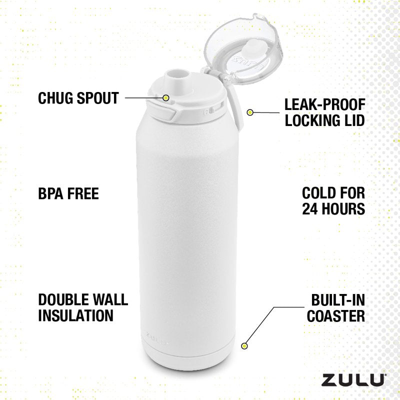40oz Stainless Steel Water Bottle - White, BPA Free & Dishwasher Safe