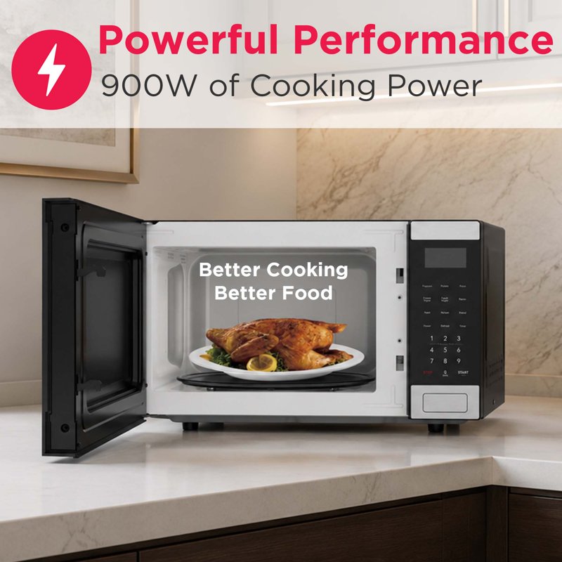 Countertop Microwave Oven - 0.9 Cu. Ft., 1000 Watt Stainless Steel