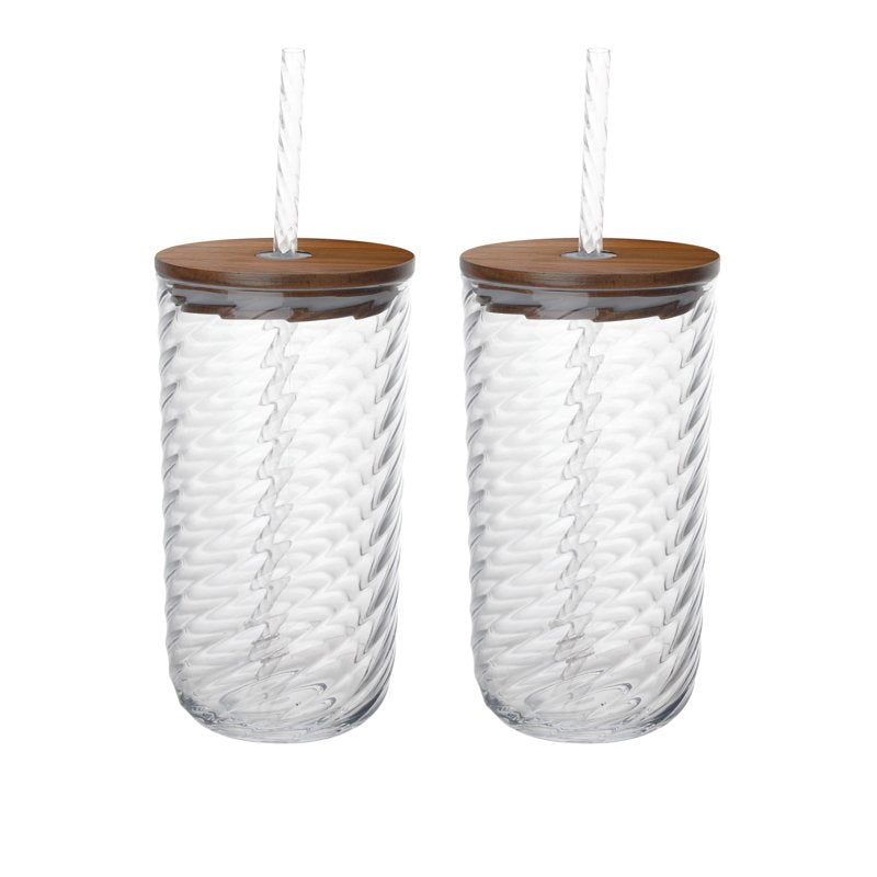 21 oz Tritan Swirl Texture Sipper Tumbler Set - 2 Pieces