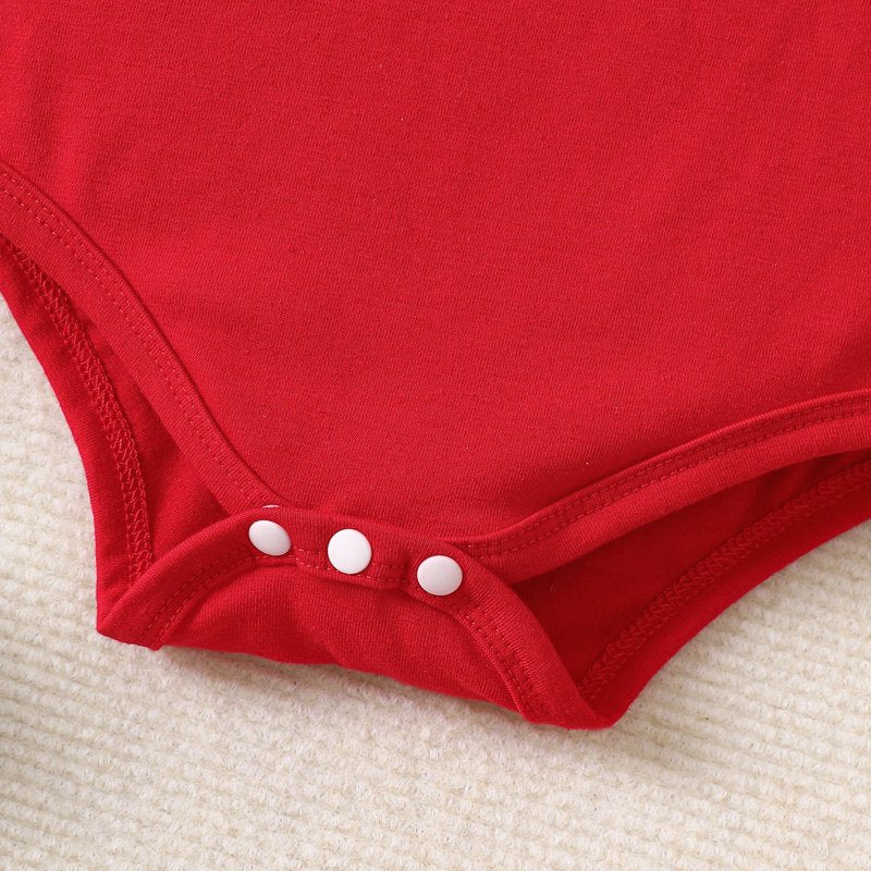 Baby Girl 1st Christmas Outfit Set Red 6-12 Months - Romper & Suspender Dress
