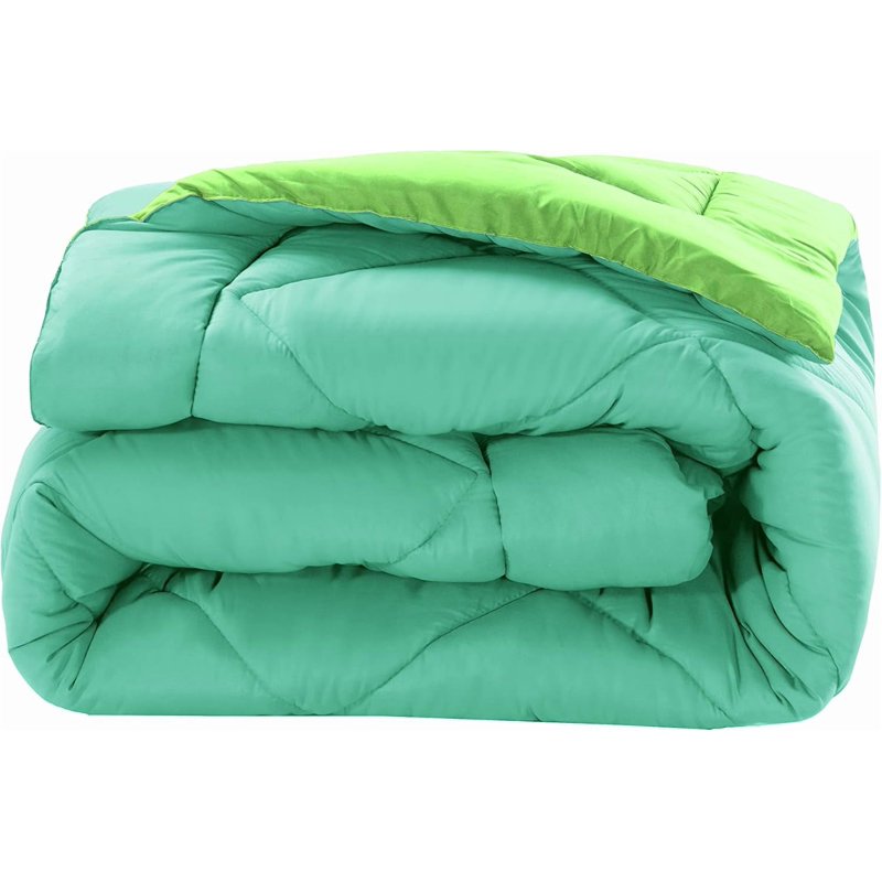 Reversible Down Alternative Comforter Set Twin XL - Aqua & Lime Microfiber Bedding