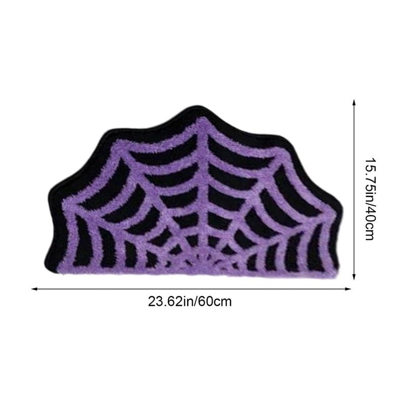 Halloween Spider Web Bath Rug F - 15.75x23.62 Inch Non-Slip Plush Bathroom Mat