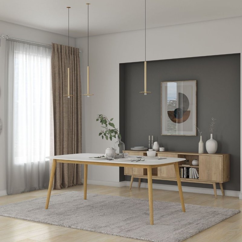 9-Piece Indoor Dining Table Set with Eucalyptus Chairs