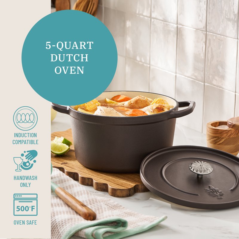5-Quart Enameled Cast Iron Dutch Oven with Lid - Bronze