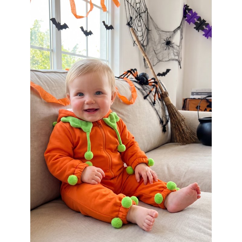 Kids Toddler Halloween Pumpkin Costume Romper - 0-3 Months Orange