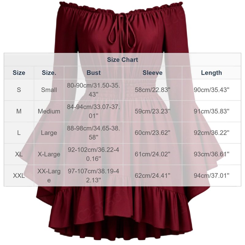 Women's Gothic Pirate Mini Dress with Bell Sleeves - Wine 2XL Off Shoulder Halloween Costume