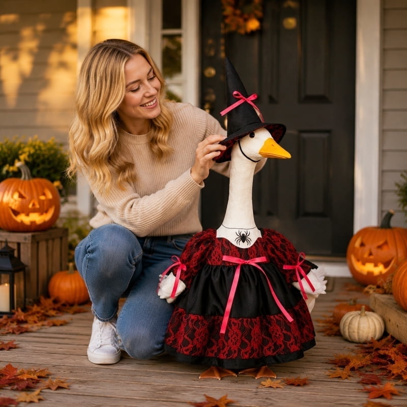Halloween Pumpkin Dress for Lawn Geese - Fall Yard Decor I